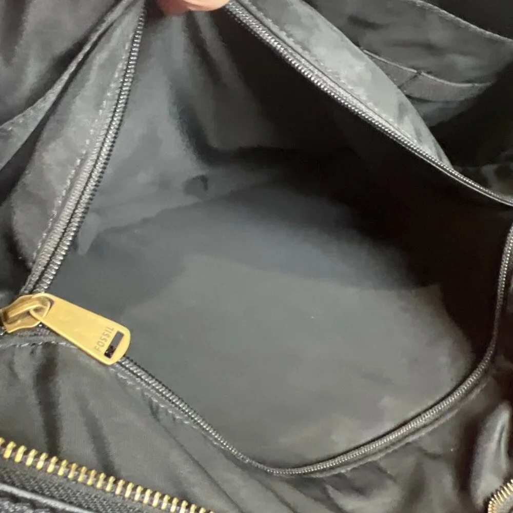 Fossil Haskell Double Zip Unisex Laptop Classic Black Work Bag Business Travel
